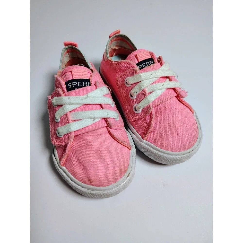 Sperry Top-Sider Kids Pink Canvas Hook & Loop Sneakers Size 5M Toddler